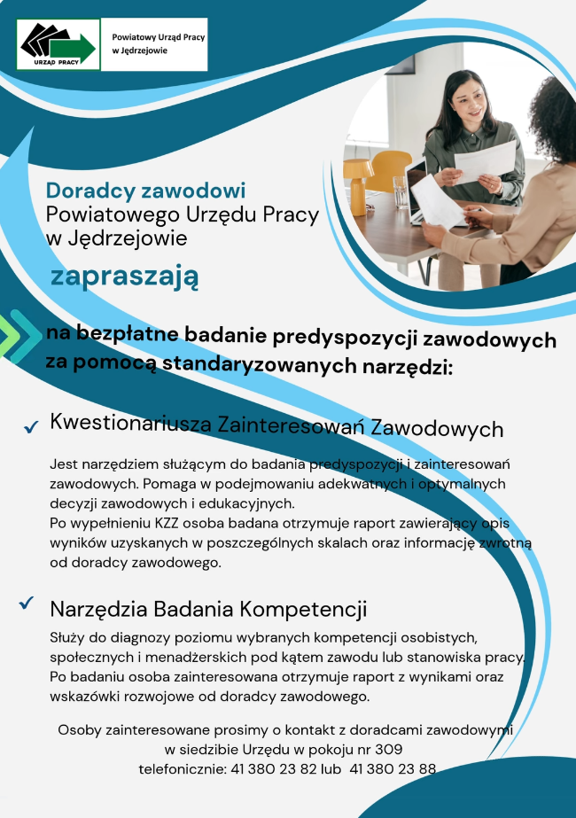 Doradcy zawodowi Powiatowego Urzędu Pracy w Jędrzejowie zapraszają na bezpłatne badanie predyspozycji zawodowych za pomocą standaryzowanych narzędzi